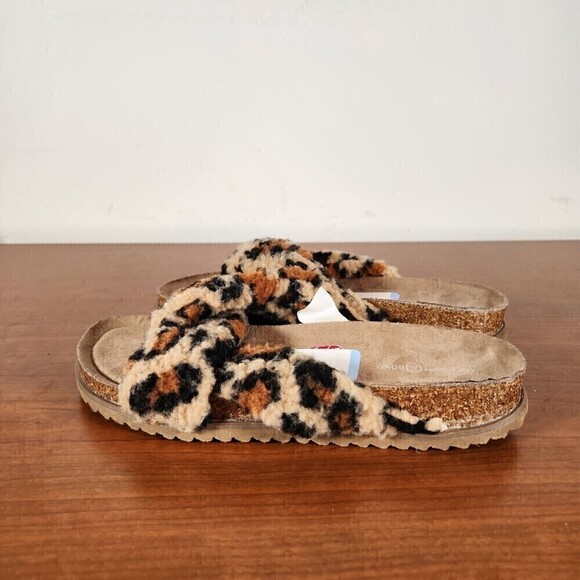 Davinia Faux Shearling Treasure & Bond Leopard Print Slip On Slide Shoes Size 6M - Picture 1 of 12